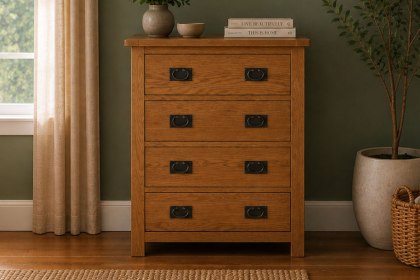 Salisbury Waxed Premium Oak 4 Drawer Chest Of Drawers