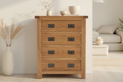 Salisbury Waxed Premium Oak 4 Drawer Chest Of Drawers