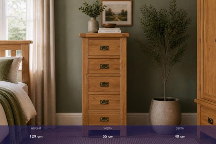 Salisbury Waxed Premium Oak Tallboy Chest Of Drawers