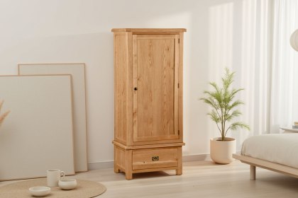 Salisbury Waxed Premium Oak Single Wardrobe