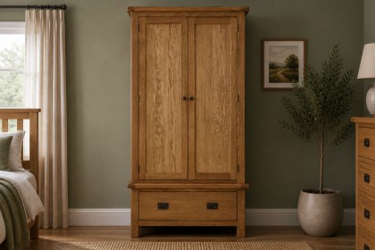 Salisbury Waxed Premium Oak Gents Wardrobe