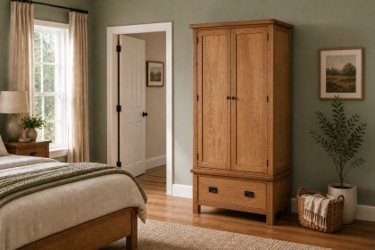 Salisbury Waxed Premium Oak Gents Wardrobe
