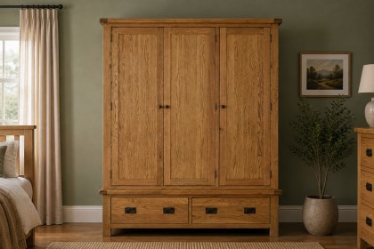 Salisbury Waxed Premium Oak Triple Wardrobe
