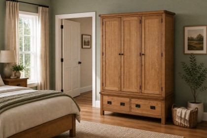 Salisbury Waxed Premium Oak Triple Wardrobe