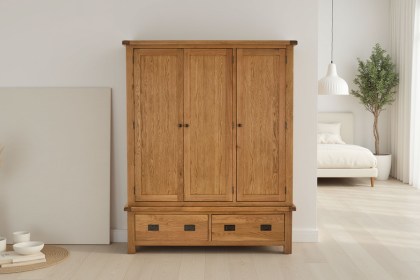 Salisbury Waxed Premium Oak Triple Wardrobe