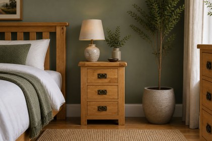 Salisbury Waxed Premium Oak Wide Bedside Table