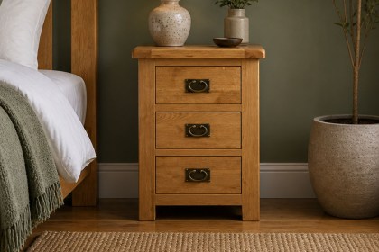 Salisbury Waxed Premium Oak Wide Bedside Table