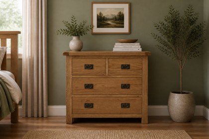 Salisbury Waxed Premium Oak 2 Over 2 Chest Of Drawers