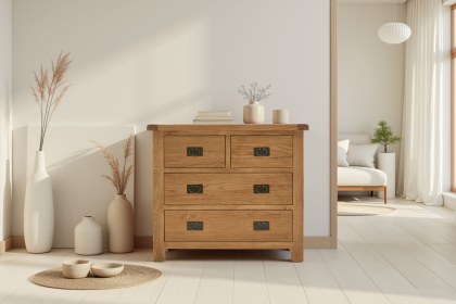 Salisbury Waxed Premium Oak 2 Over 2 Chest Of Drawers