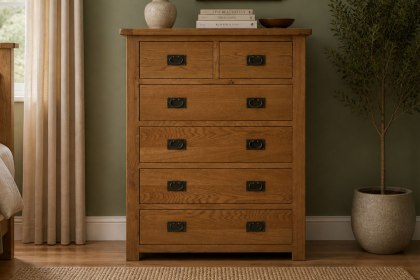 Salisbury Waxed Premium Oak 2 Over 4 Chest Of Drawers