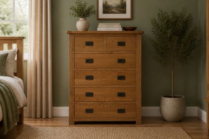 Salisbury Waxed Premium Oak 2 Over 4 Chest Of Drawers