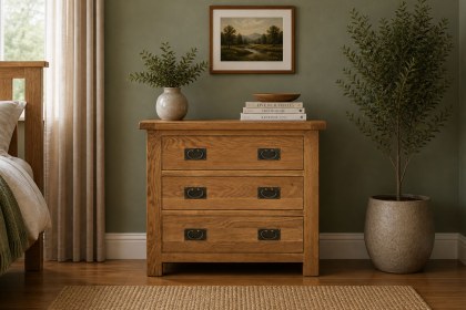 Salisbury Waxed Premium Oak 3 Drawer Chest Of Drawers