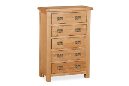 Salisbury Waxed Premium Oak 5 Drawer Chest Of Drawers