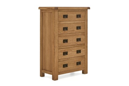 Salisbury Waxed Premium Oak 5 Drawer Chest Of Drawers