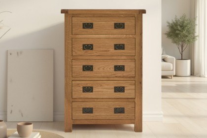 Salisbury Waxed Premium Oak 5 Drawer Chest Of Drawers