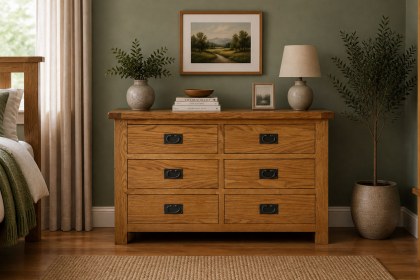 Salisbury Waxed Premium Oak 6 Drawer Chest Of Drawers