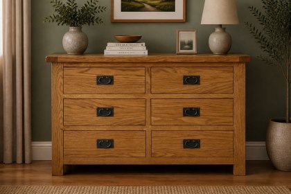 Salisbury Waxed Premium Oak 6 Drawer Chest Of Drawers