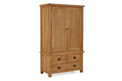 Salisbury Waxed Premium Oak Gents 3 Drawer Wardrobe