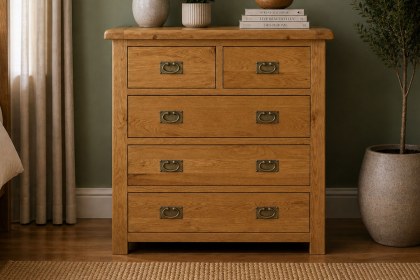 Salisbury Waxed Premium Oak 2 Over 3 Chest Of Drawers
