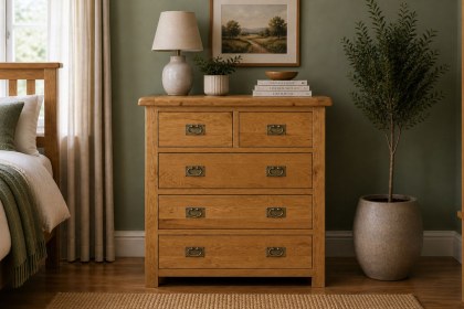 Salisbury Waxed Premium Oak 2 Over 3 Chest Of Drawers