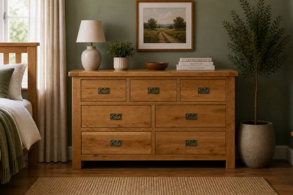 Salisbury Waxed Premium Oak 3 Over 4 Chest Of Drawers