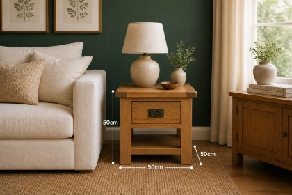 Salisbury Waxed Premium Oak Lamp Table With Drawer