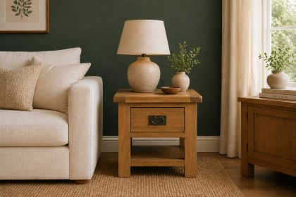 Salisbury Waxed Premium Oak Lamp Table With Drawer