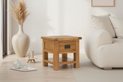 Salisbury Waxed Premium Oak Lamp Table With Drawer