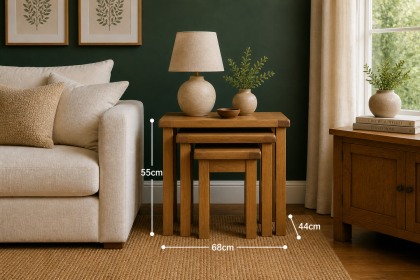 Salisbury Waxed Premium Oak Nest Of Tables - Self Assembly