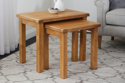 Salisbury Waxed Premium Oak Nest Of Tables - Self Assembly Salisbury Waxed Premium Oak Nest Of Tables - Self Assembly