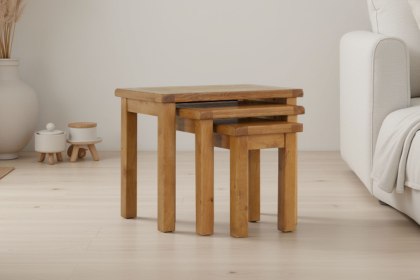 Salisbury Waxed Premium Oak Nest Of Tables - Self Assembly