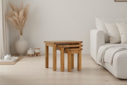 Salisbury Waxed Premium Oak Nest Of Tables - Self Assembly