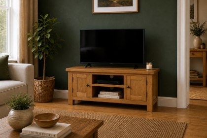 Salisbury Waxed Premium Oak Large Media Stand