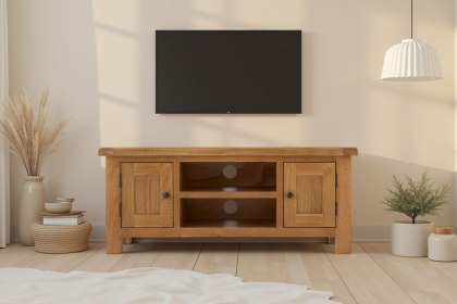 Salisbury Waxed Premium Oak Large Media Stand