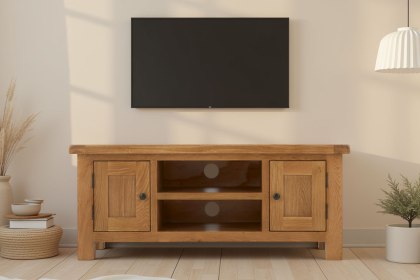 Salisbury Waxed Premium Oak Large Media Stand
