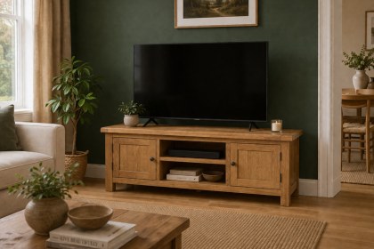 Salisbury Waxed Premium Oak Extra Large Media Stand