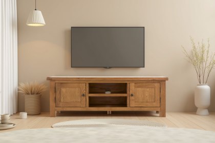 Salisbury Waxed Premium Oak Extra Large Media Stand