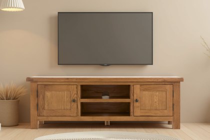 Salisbury Waxed Premium Oak Extra Large Media Stand