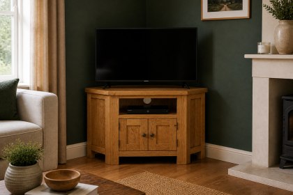 Salisbury Waxed Premium Oak Corner Tv Unit