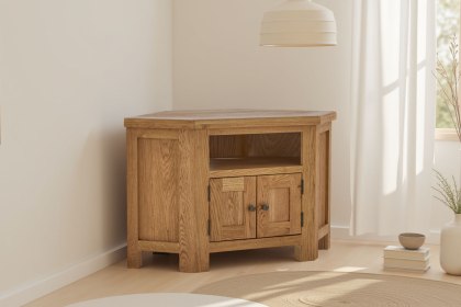 Salisbury Waxed Premium Oak Corner Tv Unit