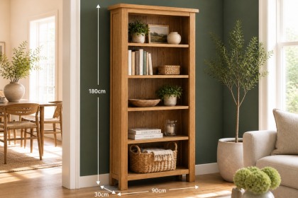 Salisbury Waxed Premium Oak Large Bookcase - Self Assembly
