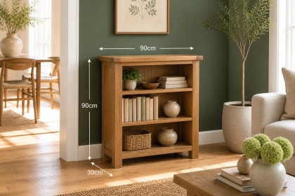 Salisbury Waxed Premium Oak Low Bookcase - Self Assembly