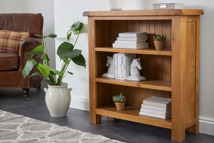 Salisbury Waxed Premium Oak Low Bookcase - Self Assembly