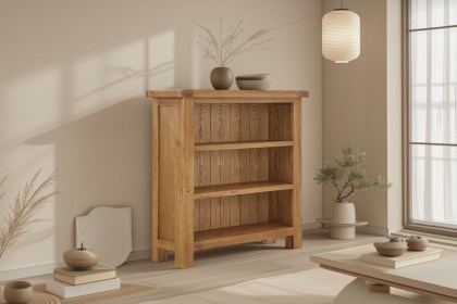 Salisbury Waxed Premium Oak Low Bookcase - Self Assembly