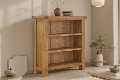 Salisbury Waxed Premium Oak Low Bookcase - Self Assembly