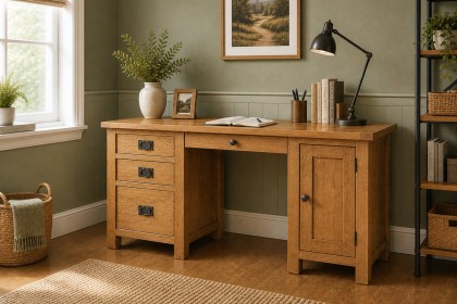 Salisbury Waxed Premium Oak Double Desk