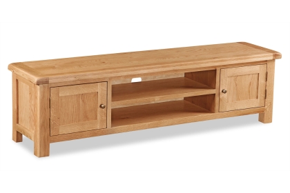 Salisbury Waxed Premium Oak Large Low Line Media Stand