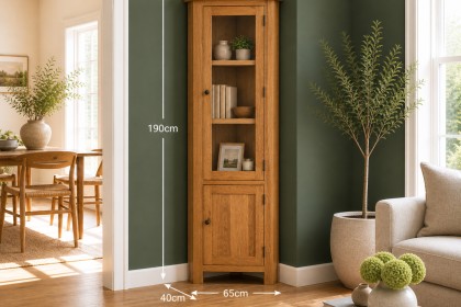 Salisbury Waxed Premium Oak Corner Display Cabinet