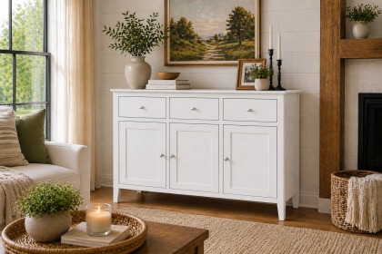 Hampstead Painted White 3 Door Sideboard