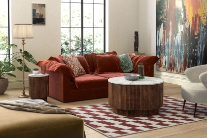 Harvard Reeded Mango Wood Storage Coffee Table with Marble Top